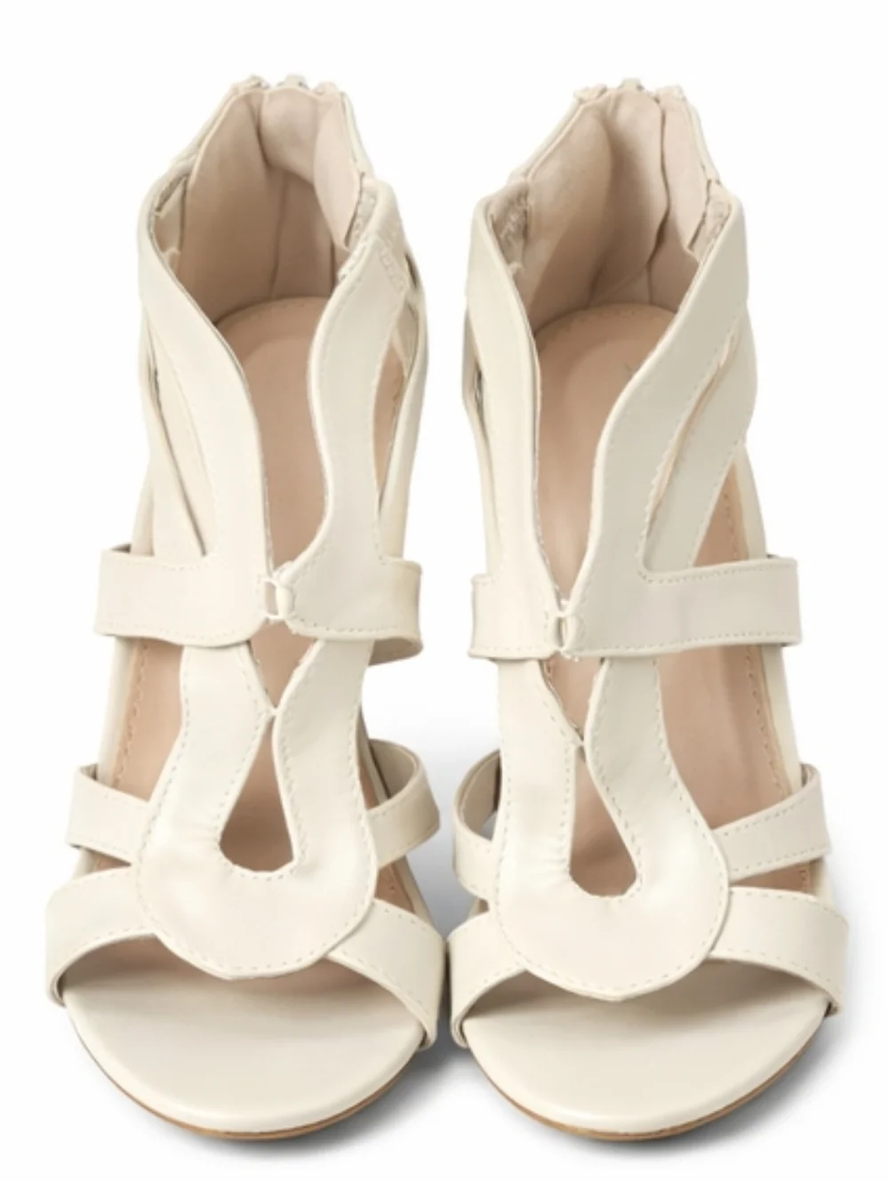 TOP Moda Cream Strappy Wedge Sandals with Tan Wedge
